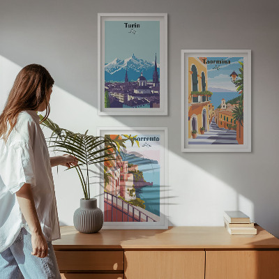 Zidna galerija Šareni retro gradski pejzaži