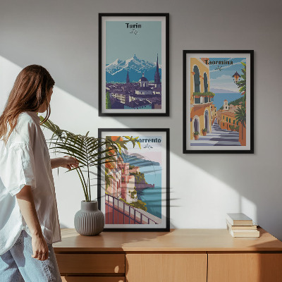 Zidna galerija Šareni retro gradski pejzaži