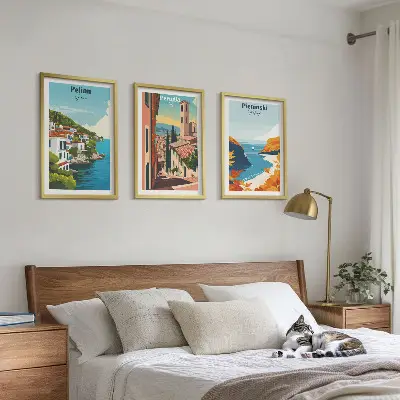 Slikoviti retro krajolici set od 3 slike u okviru