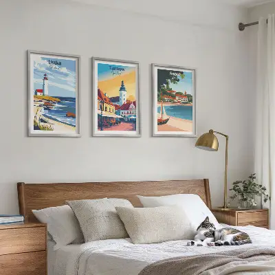 Triptih u okviru pogled na grad Ustka, Tarnów i Sopot