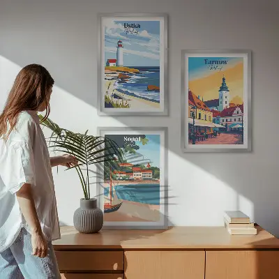 Triptih u okviru pogled na grad Ustka, Tarnów i Sopot
