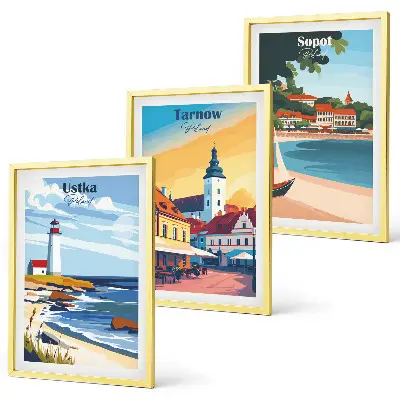 Triptih u okviru pogled na grad Ustka, Tarnów i Sopot