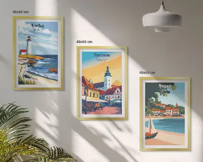 Triptih u okviru pogled na grad Ustka, Tarnów i Sopot