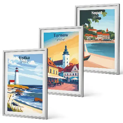 Triptih u okviru pogled na grad Ustka, Tarnów i Sopot