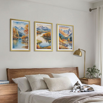 Set 3 slike u okviru Jesensko drveće u planinskim rijekama