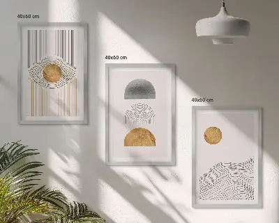 Zidna galerija apstraktni oblici u bež i sivoj boji