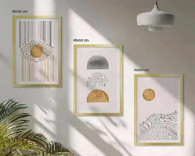 Zidna galerija apstraktni oblici u bež i sivoj boji