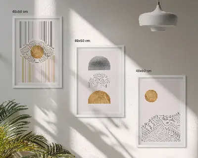 Zidna galerija apstraktni oblici u bež i sivoj boji