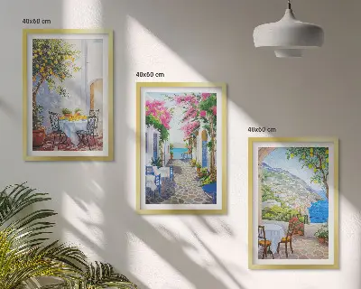Zidna galerija šarmantne ulice, biljke i more