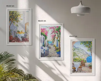 Zidna galerija šarmantne ulice, biljke i more