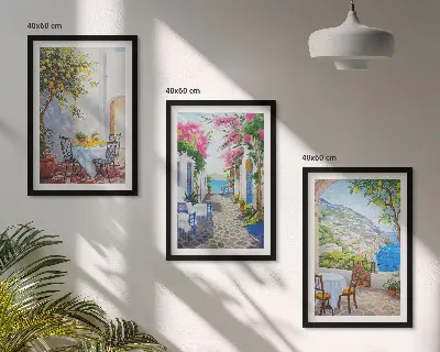 Zidna galerija šarmantne ulice, biljke i more