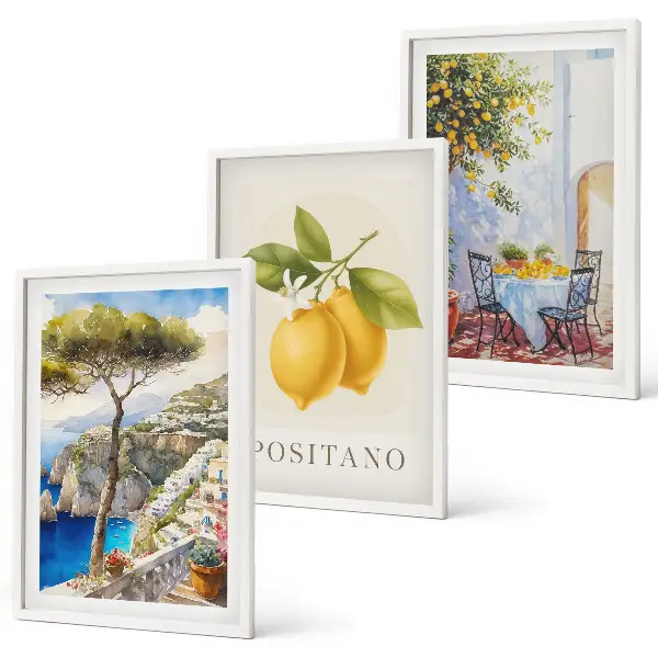 Pogled na Positano s limunima set od 3 slike u okviru