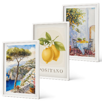 Set 3 slike u okviru Pogled na Positano s limunima