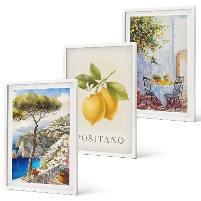 Pogled na Positano s limunima set od 3 slike u okviru