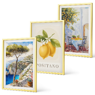 Set 3 slike u okviru Pogled na Positano s limunima