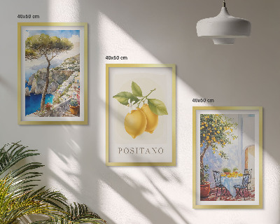 Set 3 slike u okviru Pogled na Positano s limunima