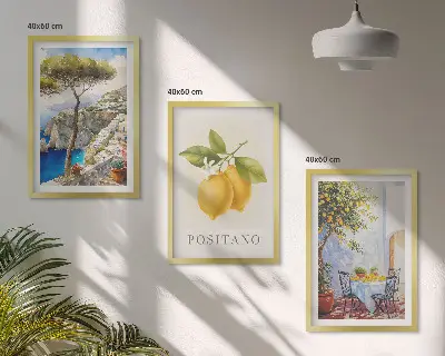 Pogled na Positano s limunima set od 3 slike u okviru