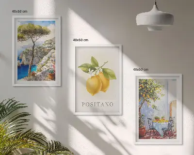 Pogled na Positano s limunima set od 3 slike u okviru