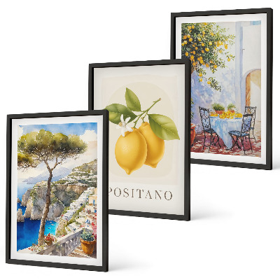 Set 3 slike u okviru Pogled na Positano s limunima