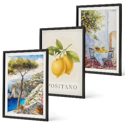 Pogled na Positano s limunima set od 3 slike u okviru