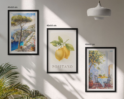 Set 3 slike u okviru Pogled na Positano s limunima