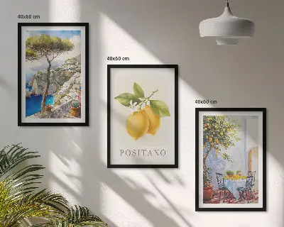 Pogled na Positano s limunima set od 3 slike u okviru