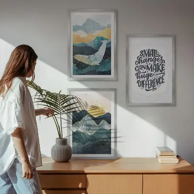 Set 3 slike Inspiracija apstraktnim planinama u okviru