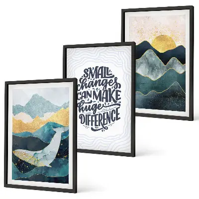 Set 3 slike Inspiracija apstraktnim planinama u okviru
