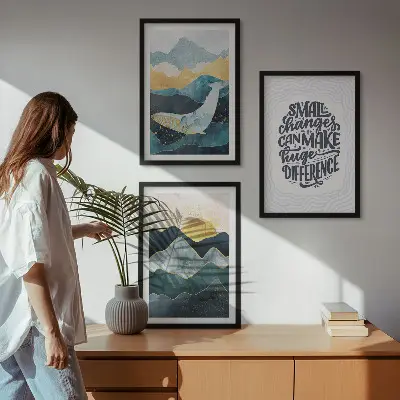 Set 3 slike Inspiracija apstraktnim planinama u okviru