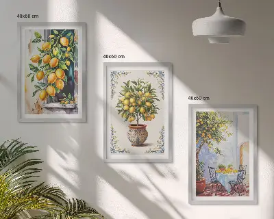 Triptih Plodovi limuna sunce u okviru
