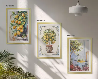 Triptih Plodovi limuna sunce u okviru