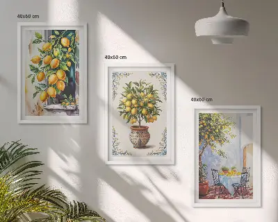 Triptih Plodovi limuna sunce u okviru