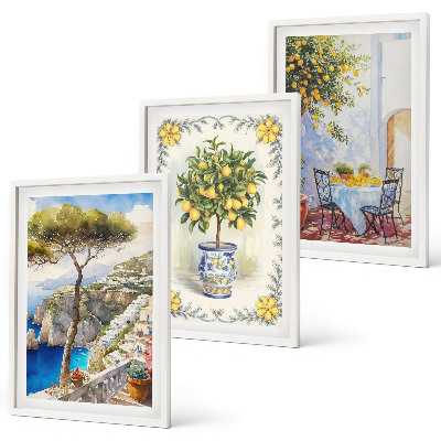 Set 3 slike u okviru Pogled na more limunovih stabala