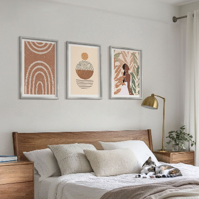 Set 3 slike u okviru Elegantni biljni uzorci i geometrija