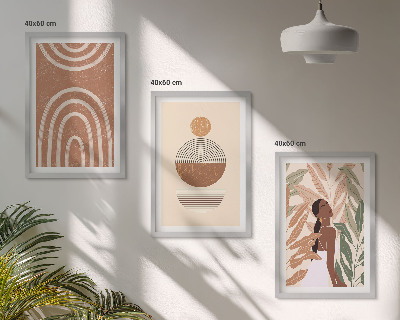 Set 3 slike u okviru Elegantni biljni uzorci i geometrija