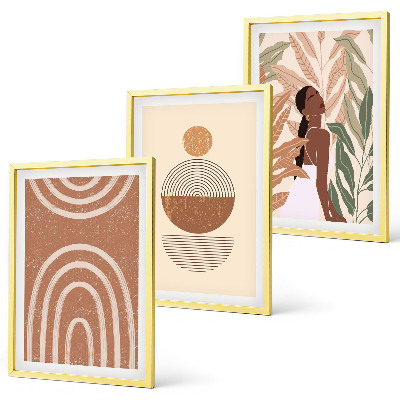 Set 3 slike u okviru Elegantni biljni uzorci i geometrija