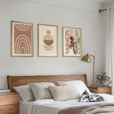 Set 3 slike u okviru Elegantni biljni uzorci i geometrija
