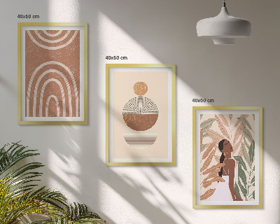 Set 3 slike u okviru Elegantni biljni uzorci i geometrija
