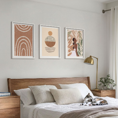 Set 3 slike u okviru Elegantni biljni uzorci i geometrija