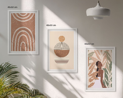 Set 3 slike u okviru Elegantni biljni uzorci i geometrija