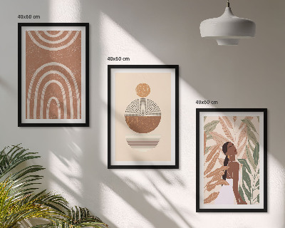 Set 3 slike u okviru Elegantni biljni uzorci i geometrija