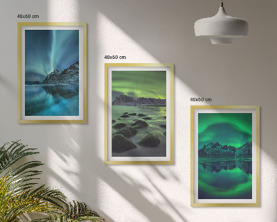 Triptih u okviru Zimski krajolik aurore borealis