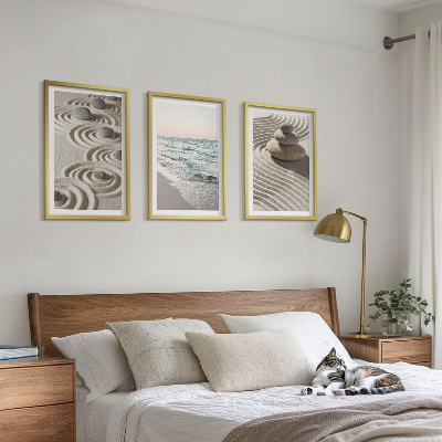Set 3 slike u okviru Valovi pijesak voda kamenje plaža