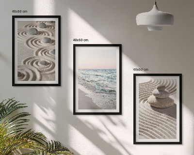 Set 3 slike u okviru Valovi pijesak voda kamenje plaža