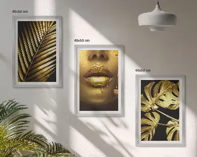Zidna galerija motiv ženskih usta s lišćem monstere i palme