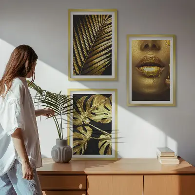 Zidna galerija motiv ženskih usta s lišćem monstere i palme