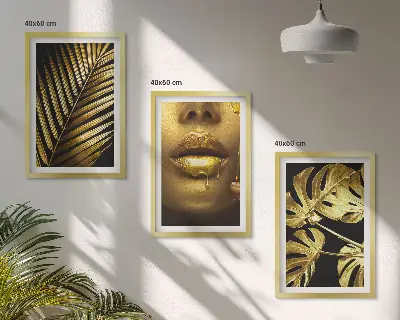 Zidna galerija motiv ženskih usta s lišćem monstere i palme