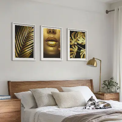 Zidna galerija motiv ženskih usta s lišćem monstere i palme