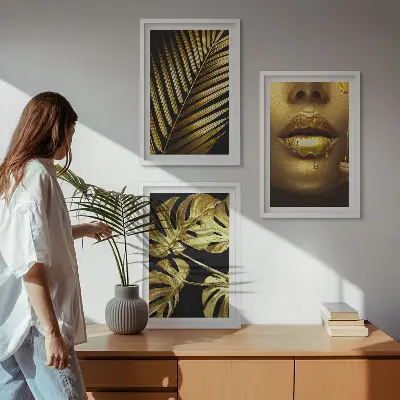 Zidna galerija motiv ženskih usta s lišćem monstere i palme