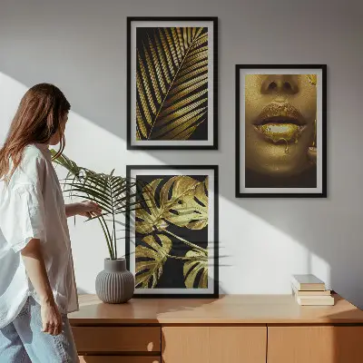 Zidna galerija motiv ženskih usta s lišćem monstere i palme